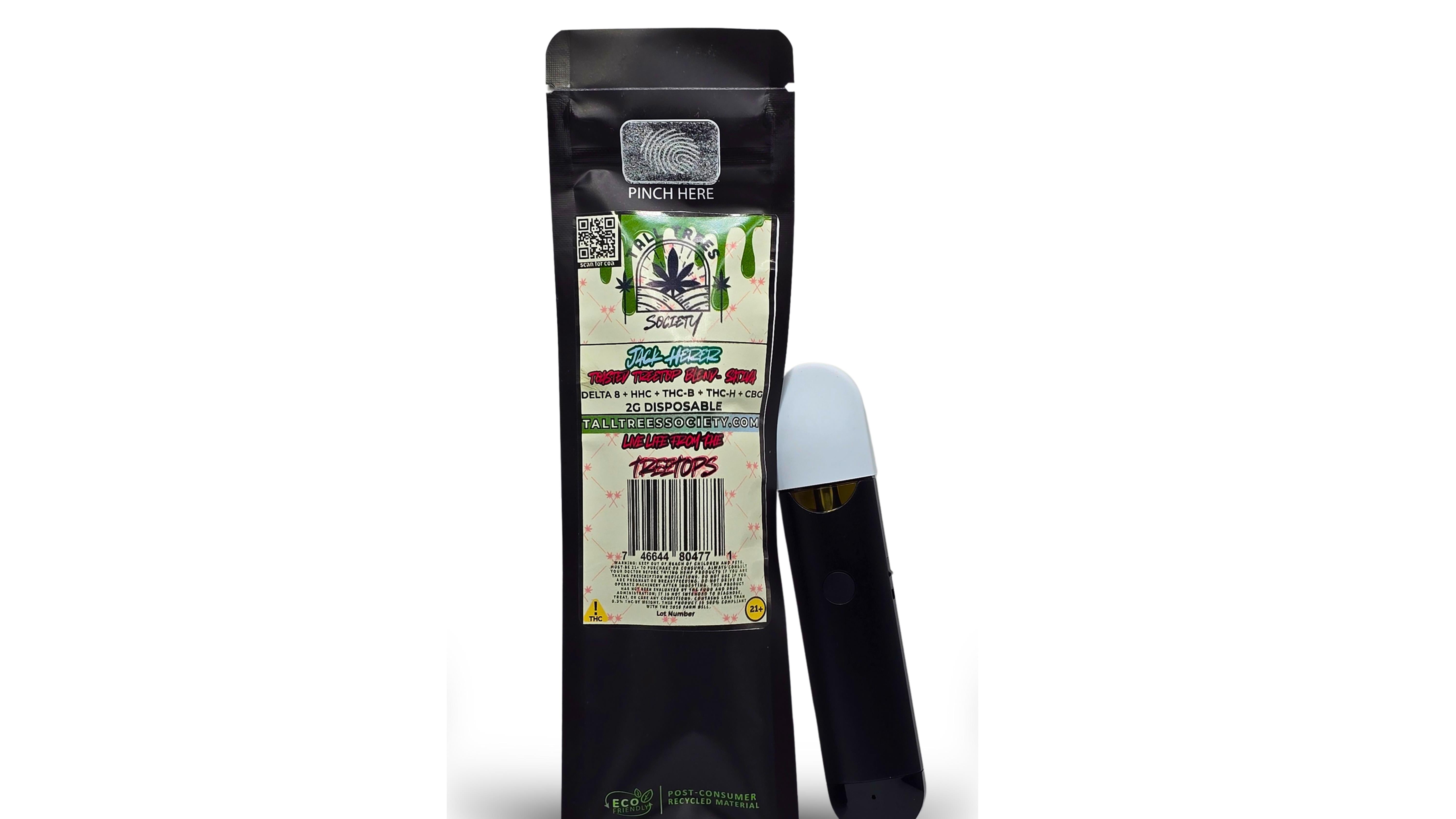 Jack Herer Hemp Disposable 2G | Toasted Treetop Blend | Tall Trees Jack Herer Hemp Disposable 2G | Toasted Treetop Blend | Tall Trees