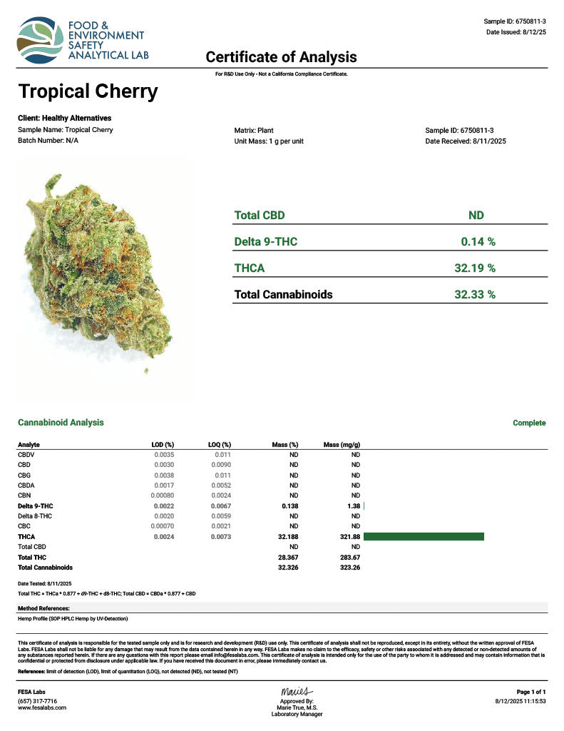 Tropical Cherry 1G THC-A Hemp Flower